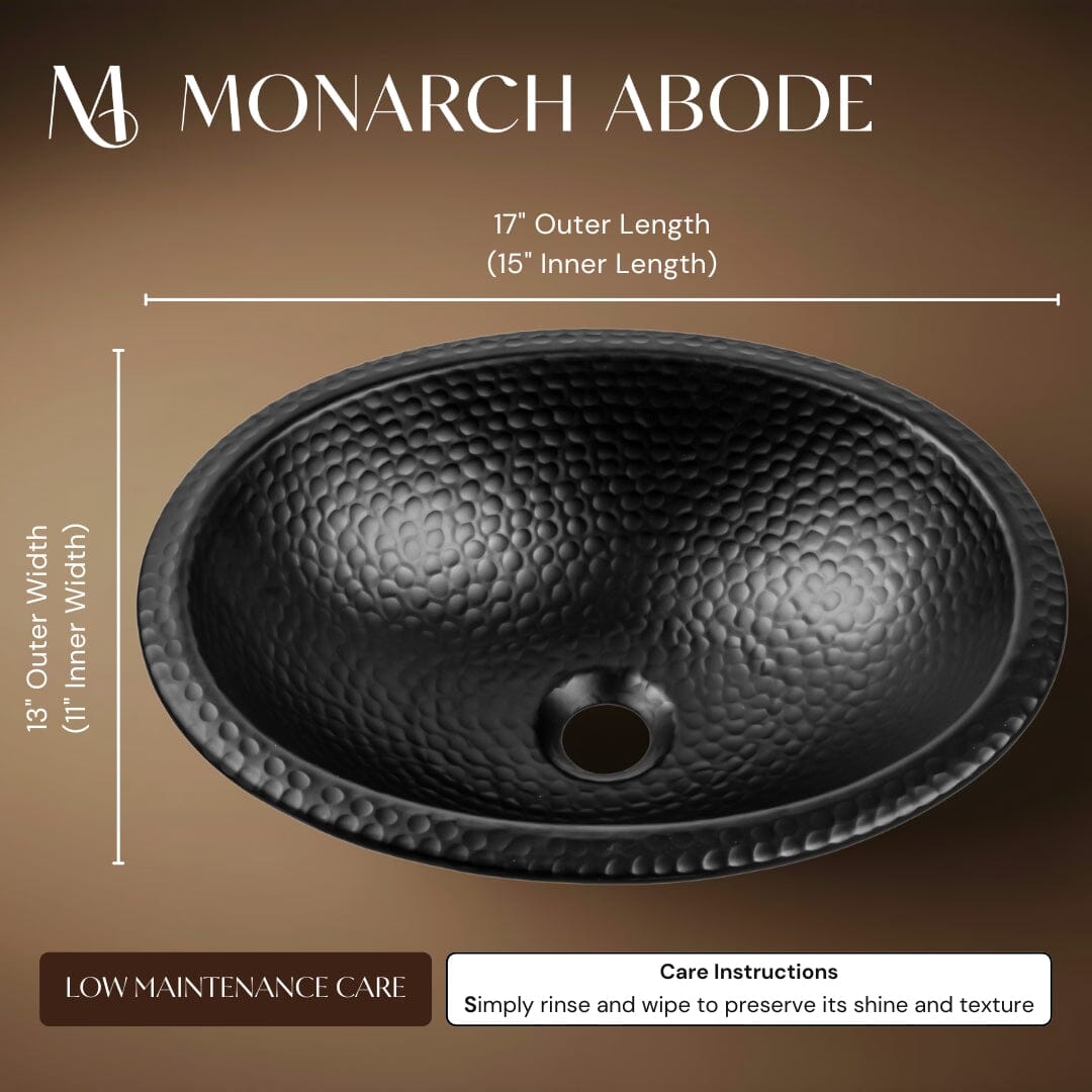 Black Hammered Aluminum 17 inch Oval Drop In Sink | Monarch Abode
