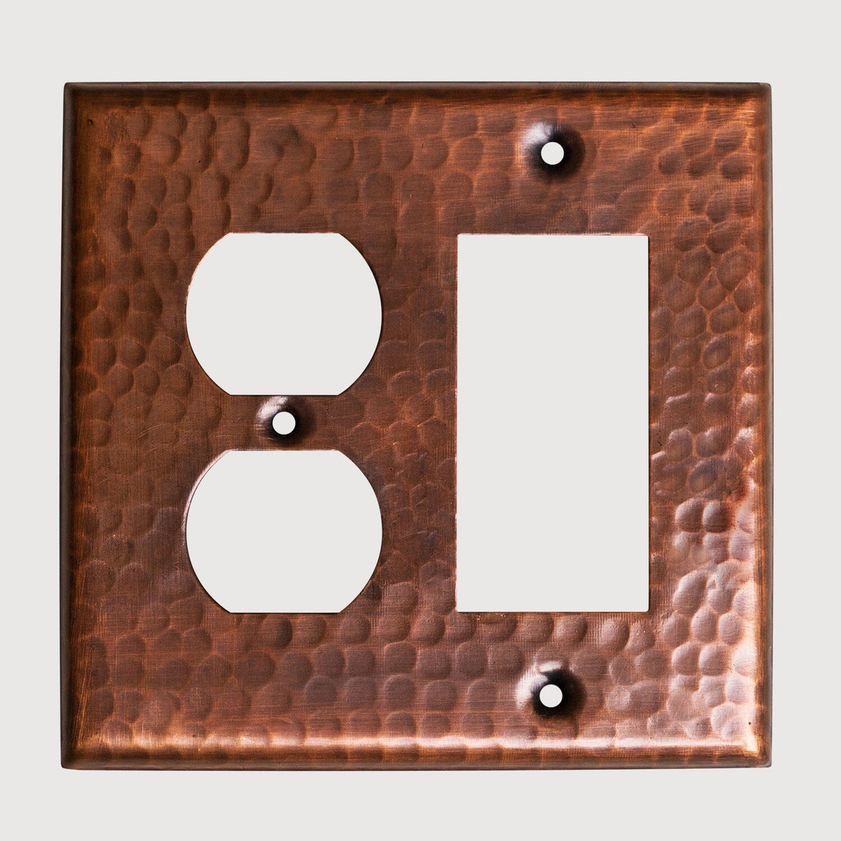 Copper Hammered Combo Rocker Duplex Light Switch Wall Plate Monarch