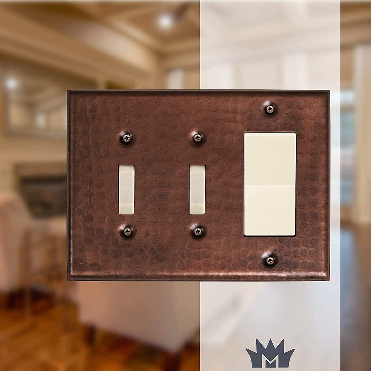 Copper Rocker Switch Copper Hammered Combo Toggle Rocker Light Switch Wall Plate | Monarch ...