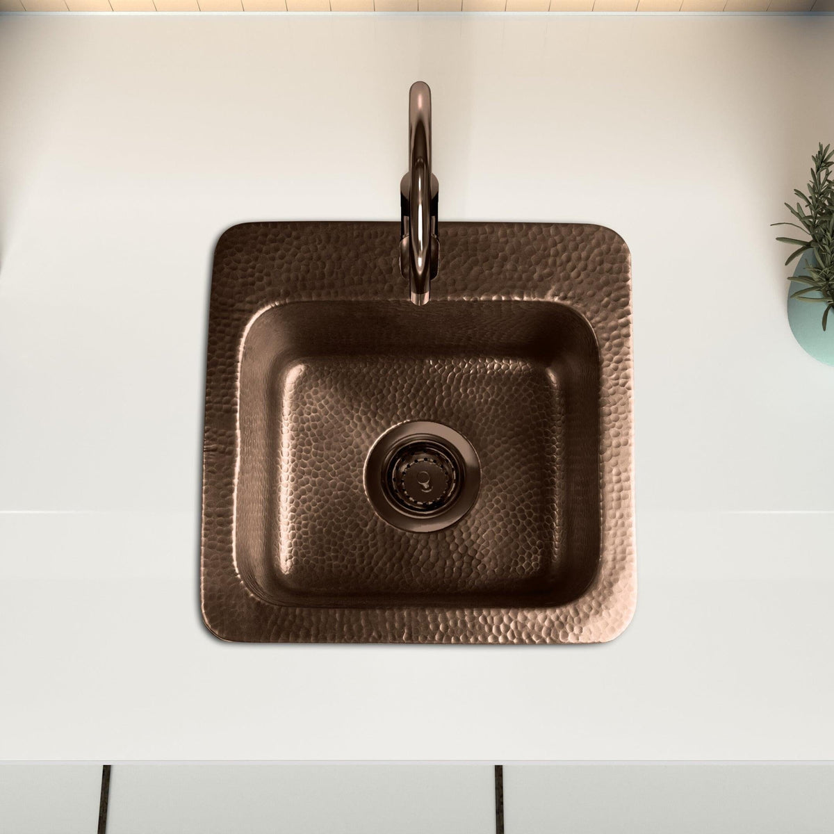 Pure Copper Hand Hammered 15 inch Baxter Bar Prep Sink | Monarch Abode