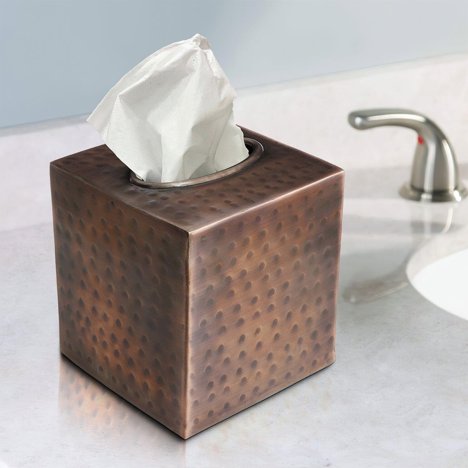 Tissue Box Cover Hand Hammered Metal Kleenex Holder