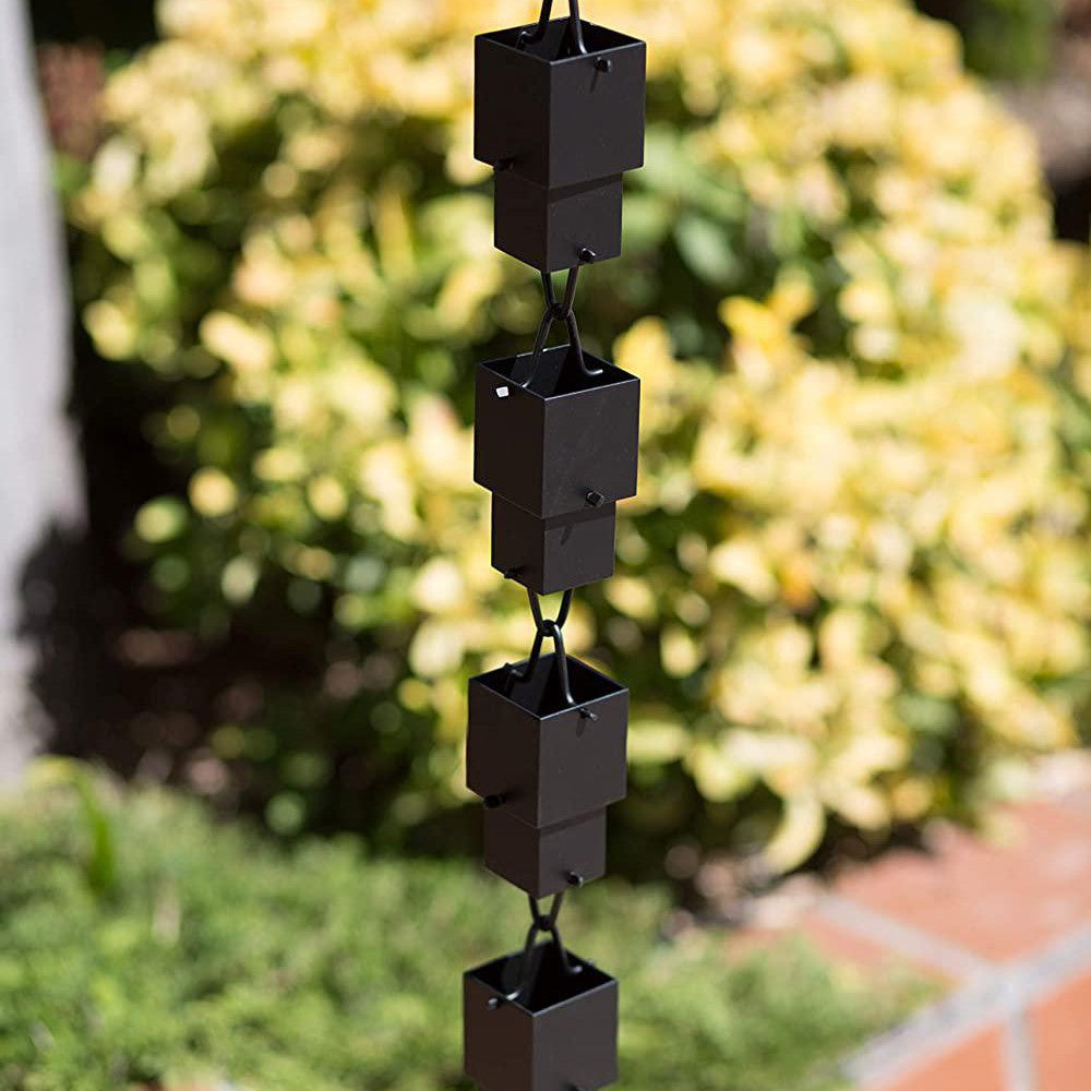 Monarch Rain Chains Black Powder Coated Aluminum Multi Cube Rain Chain, 8.5 FT Monarch Abode 