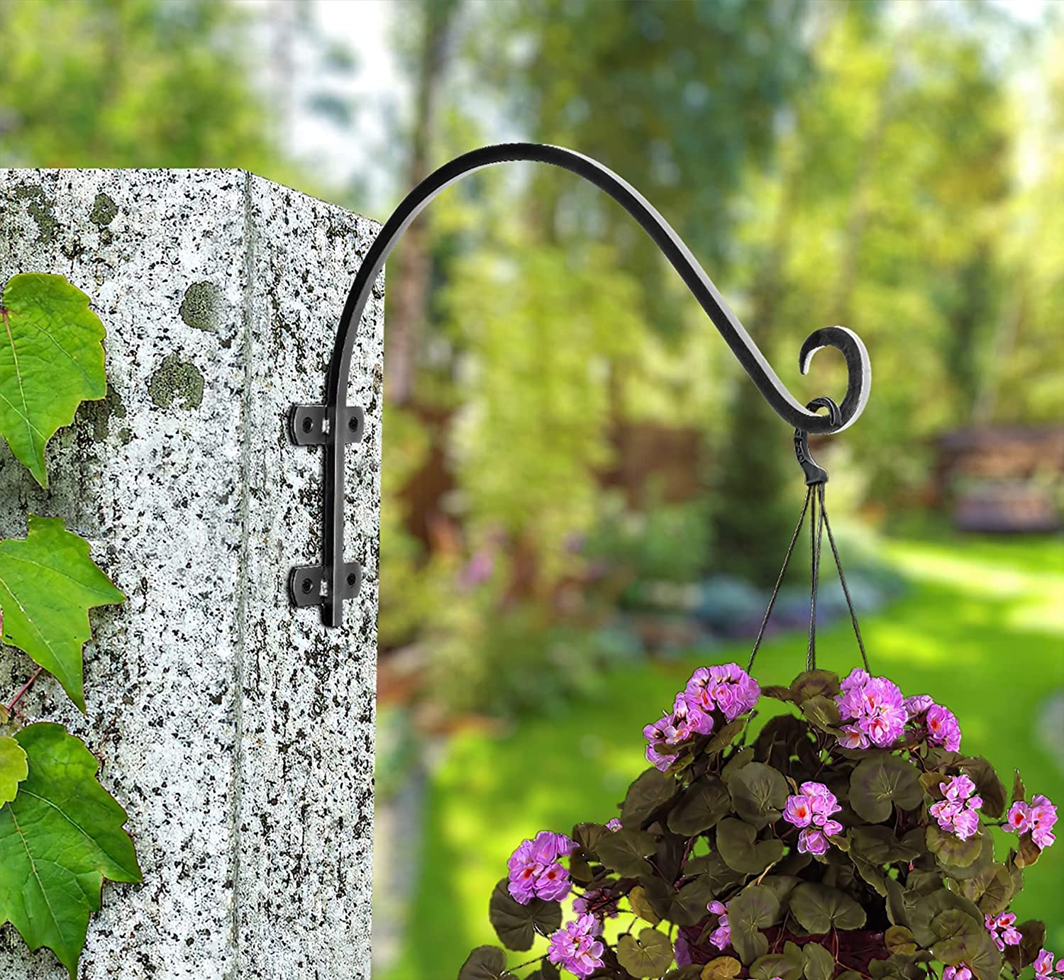 swivel plant bracket hanger Monarch Abode 14 in. Black Premium Rust Resistant Iron Plant Hanger (Set of 2)