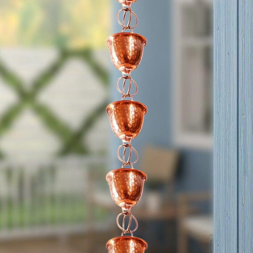 Monarch Rain Chains Pure Copper Hammered Cup Rain Chain Replacement Do